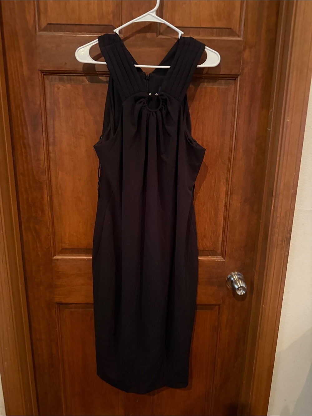 Rachel Roy Black Midi Dress with Pleated Strap Detail